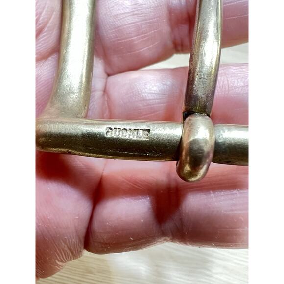 Vintage Western Buckle Horse Stallions Design Leather Belt & Solid Brass Size 40 - Picture 10 of 11